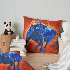 Floor pillow Cover of Blue Bull Painting 36"x36"